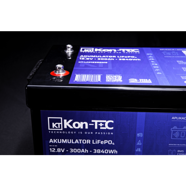 Akumulator LiFePO4 12V (12,8V) 300Ah Kon-TEC Maty grzewcze komunikacja bezprzewodowa 12000 cykli